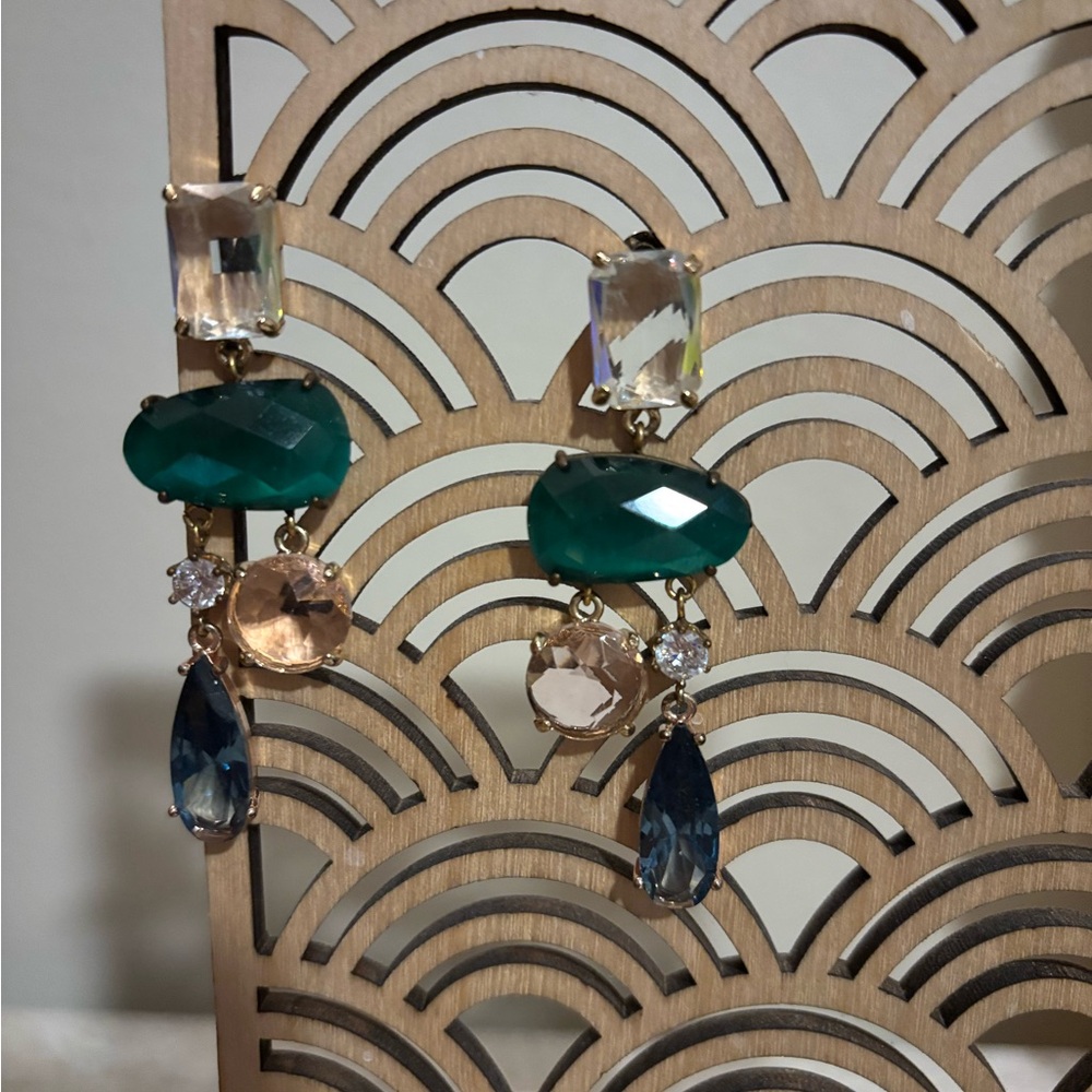 Elegant Green and Blue Drop Earrings